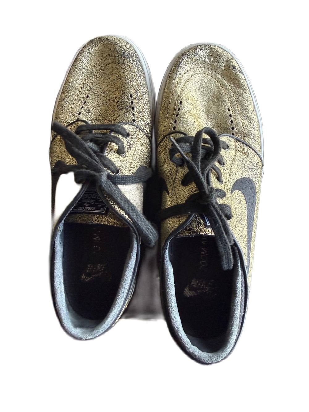 Nike Zoom Stefan Janoski Leather Metallic Gold Black Shoes. Size 7